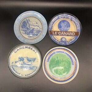 Vintage Luminarc Camembert Fabrique En Normandie 8” Cheese Plate Set Of 4